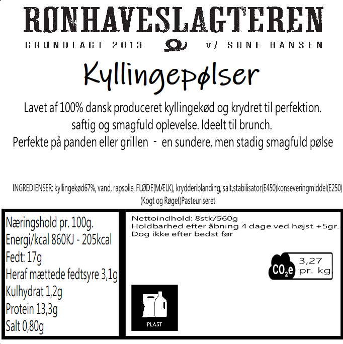 Kyllingepølser 8 stk af dansk kyllingekød