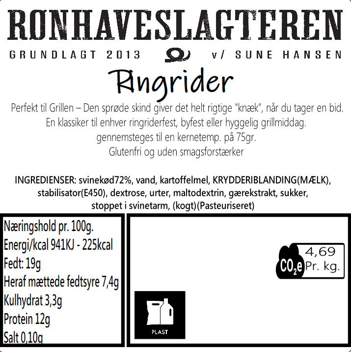 Ringrider pølsen (4stk) glutenfri og uden smagsforstærker