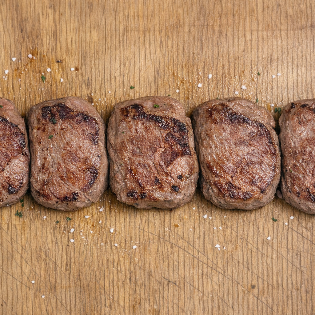 "GØR ET KUP" Oksemørbradbøffer 180g. (Sous vide) pakket med 5 stk.(FROST)