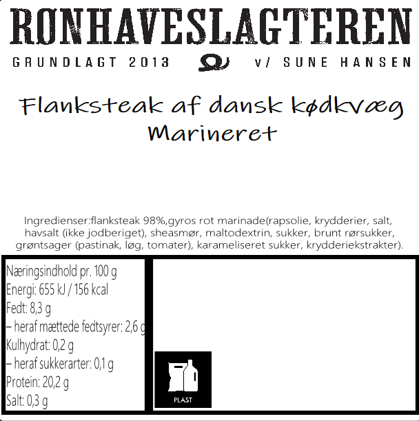Flanksteak af dansk kødkvæg – marineret (1 kg)