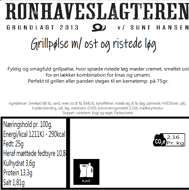 Grillpølse med ost og ristede løg(4stk)