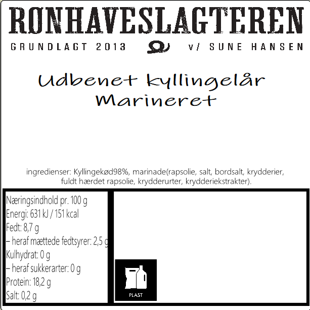 Udbenet kyllingelår – Hvidløg & Rosmarin(1kg)